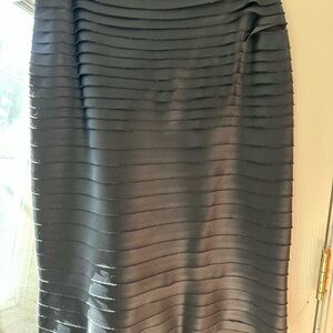 JS Collections Black Horizontal Banded Pencil Skirt with Back Zip Closure